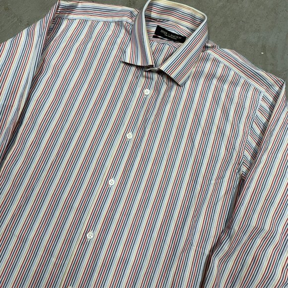 Spier & Mackay Contemporary Multicolor Striped Dress Shirt Cotton 43 17 XL - Picture 2 of 8